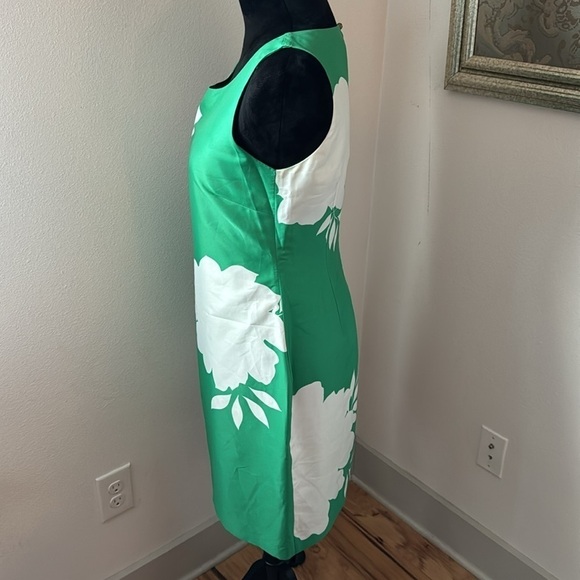 Banana Republic green white sleeveless key hole back lined shift dress Sz 6 - Picture 4 of 6